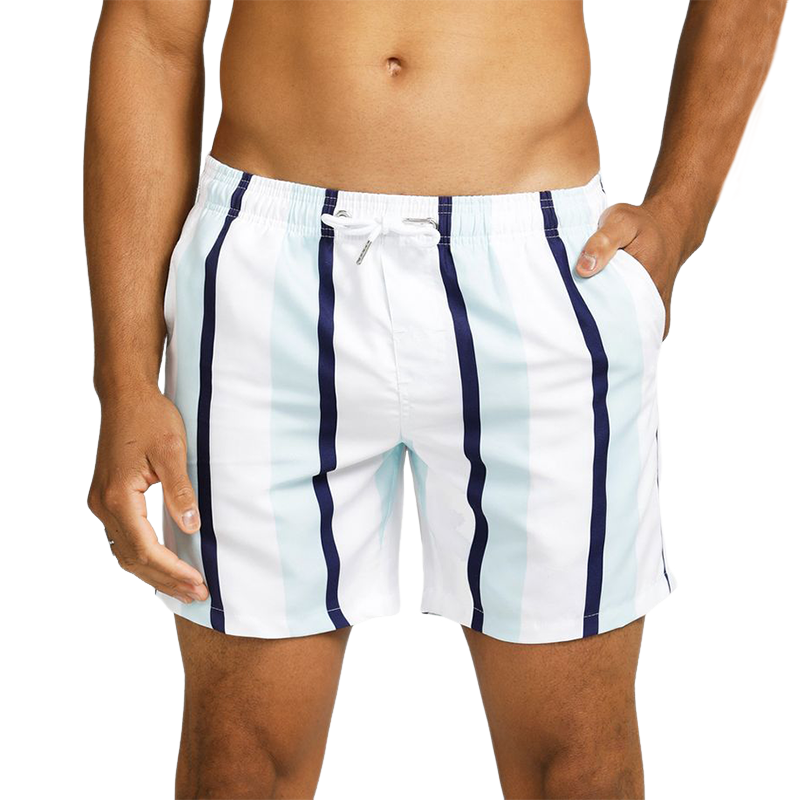 Men's Summer Classic Colorblock Striped Elastic Casual Shorts MTA1831G8U