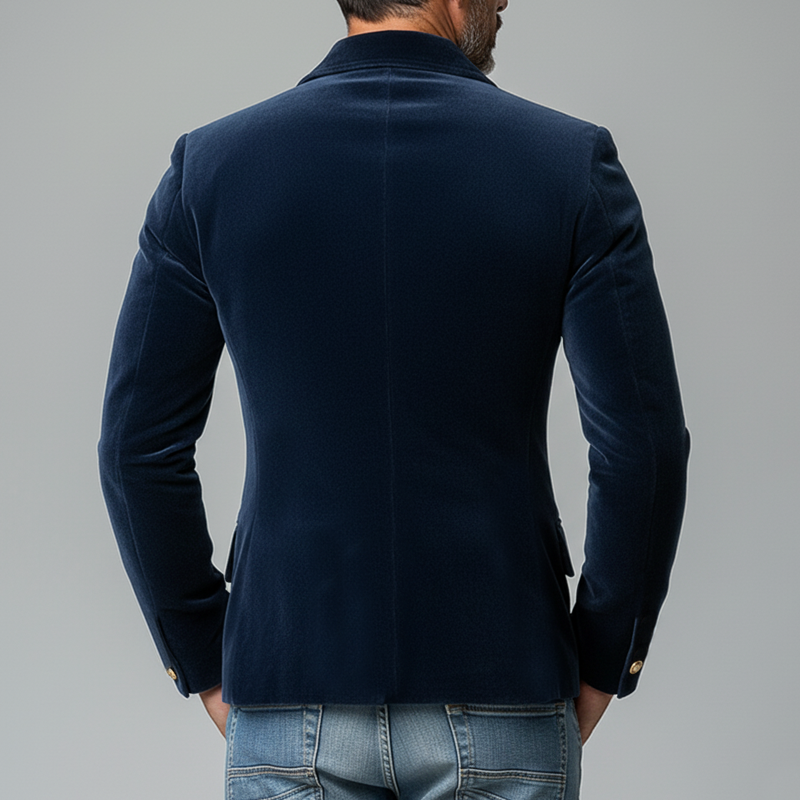 Men's Matte Velvet Lapel Double-Breasted Jacket MTA0743K3X