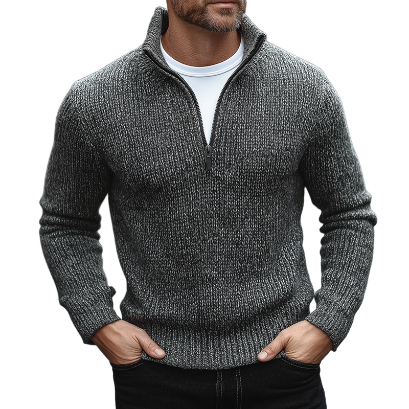 Men's Retro Casual Knitted Zipper Collar Sweater MTA0415K2TO