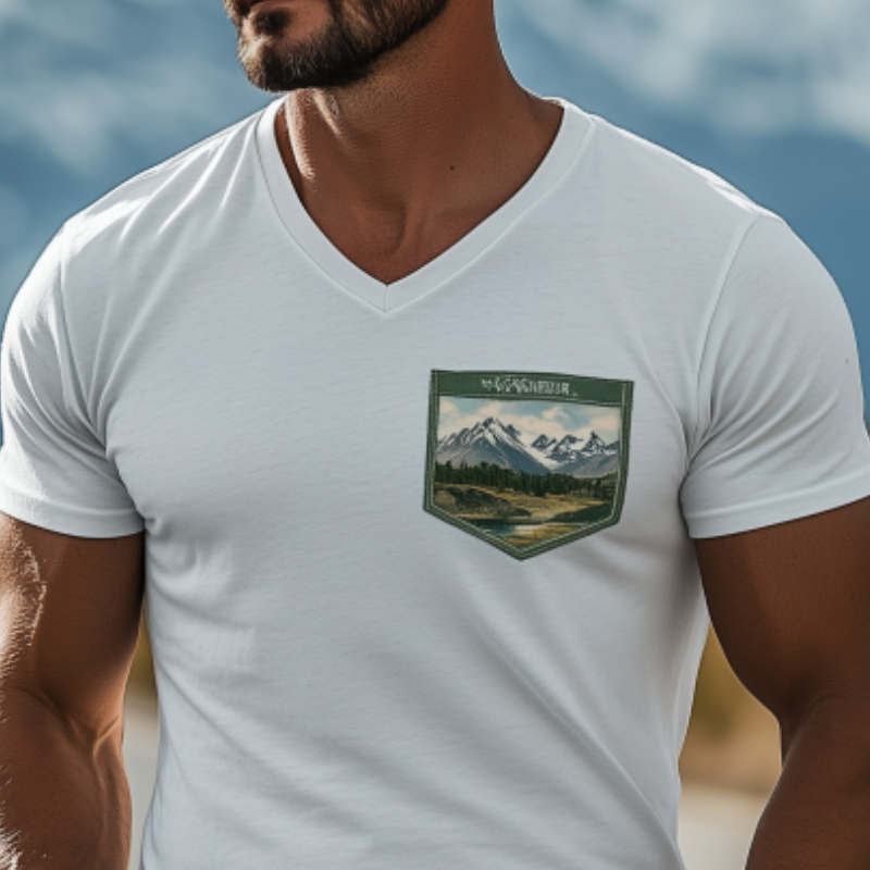 Men's Casual V-Neck Pocket Yellowstone Series Cotton Short Sleeve T-Shirt 76641420K