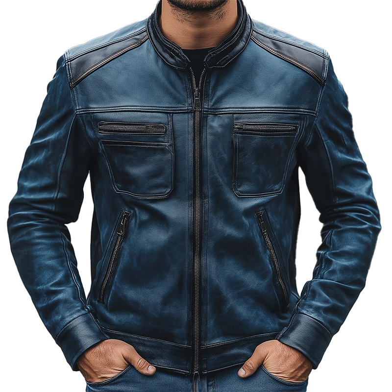 Men's Winter Retro PU Faux Leather Zip-Up Jacket MTA2829K0P