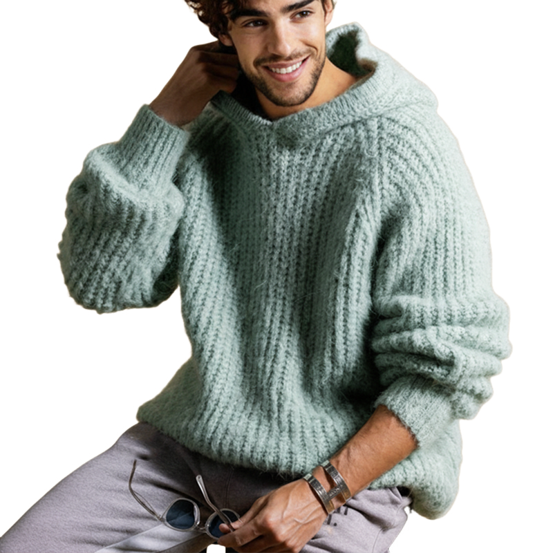 Men's Classic Casual Solid Color Knit Hoodie MTA1574J6U