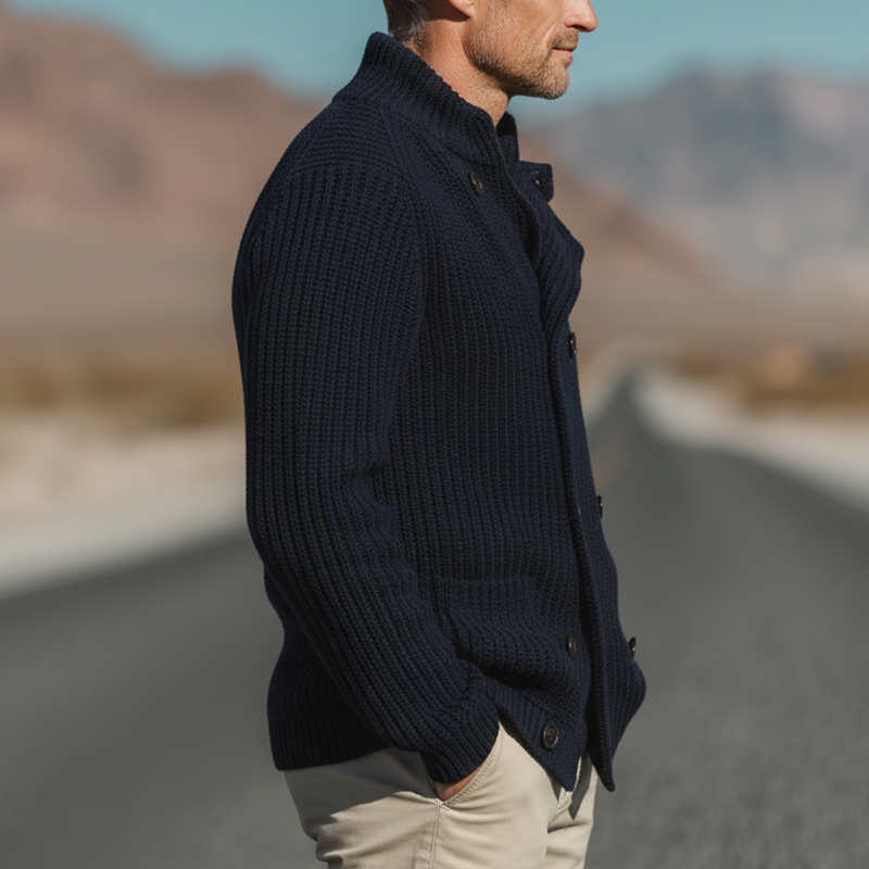 Men's Autumn And Winter Fashion Double-breasted Cotton Yarn Knitted Cardigan MTA2325I7P