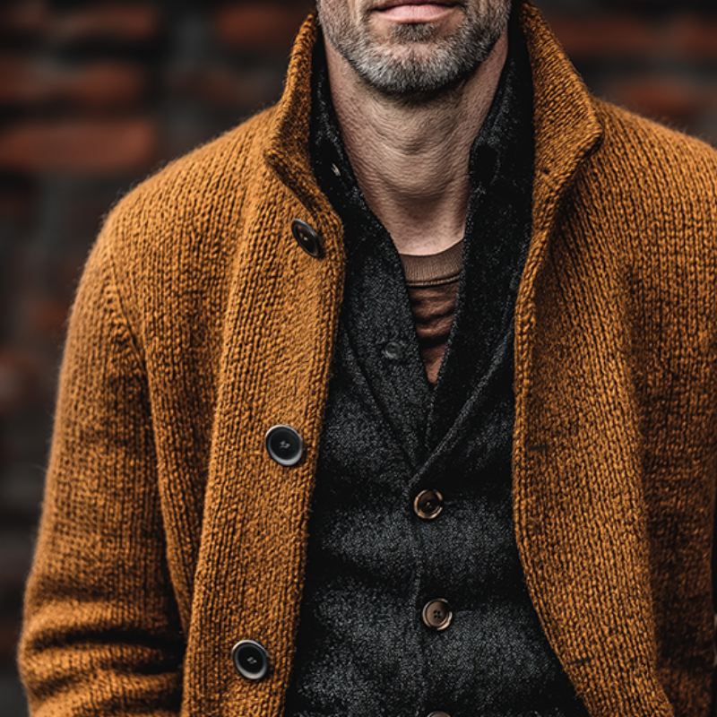 Men's Retro Casual Stand Collar Knitted Button Cardigan MTA0458L0TO