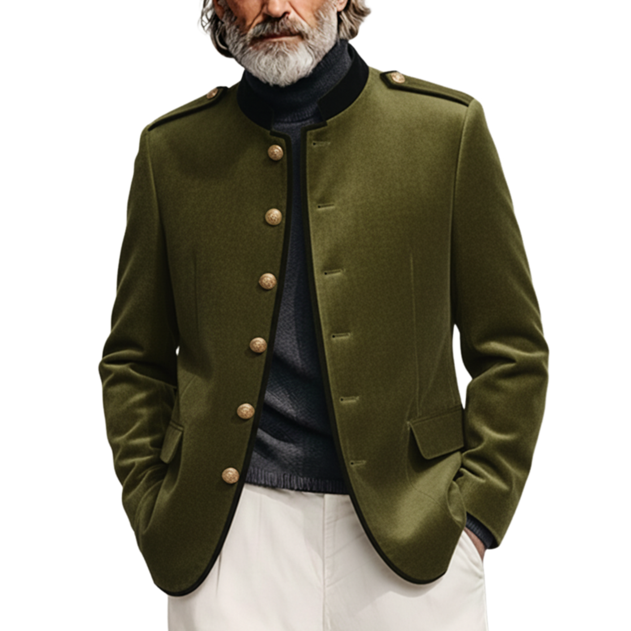 Men's Classic Retro Stand Collar Faux Velvet Slim Fit Jacket MTA1025K9K