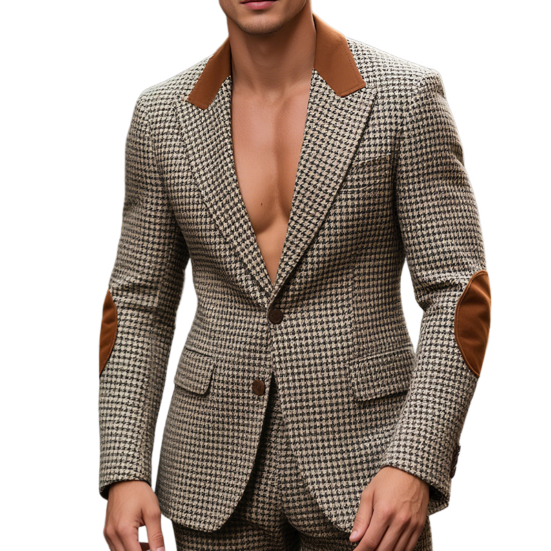 Men's Retro Casual Houndstooth Blazer MTA1156H7TO
