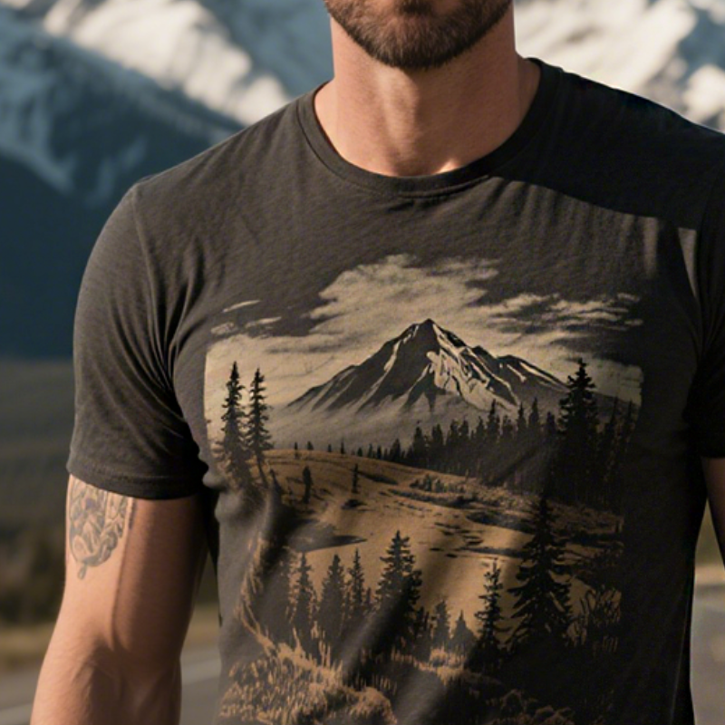 Men's Retro Casual Wilderness Style Printed Round Neck Short Sleeve T-Shirt MTA1679G5TO