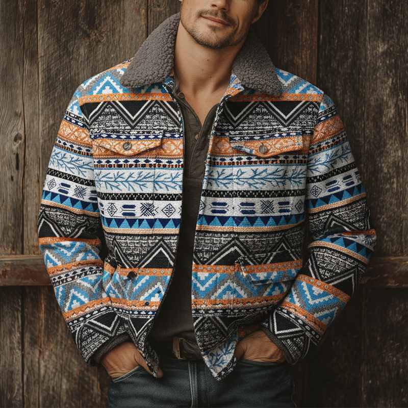 Men's Winter Fashion Ethnic Style Chenille Lapel Jacket MTA1083J9P