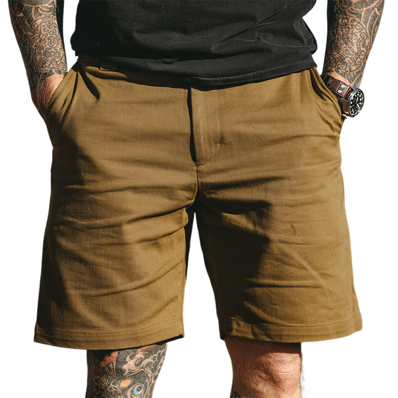Men's Vintage Casual Solid Cotton Shorts MTA1180G0TO