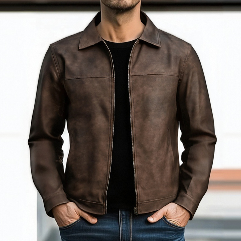 【24-hour shipping out】Mens Classic Fashion Zipper PU Leather Jacket 98679789U
