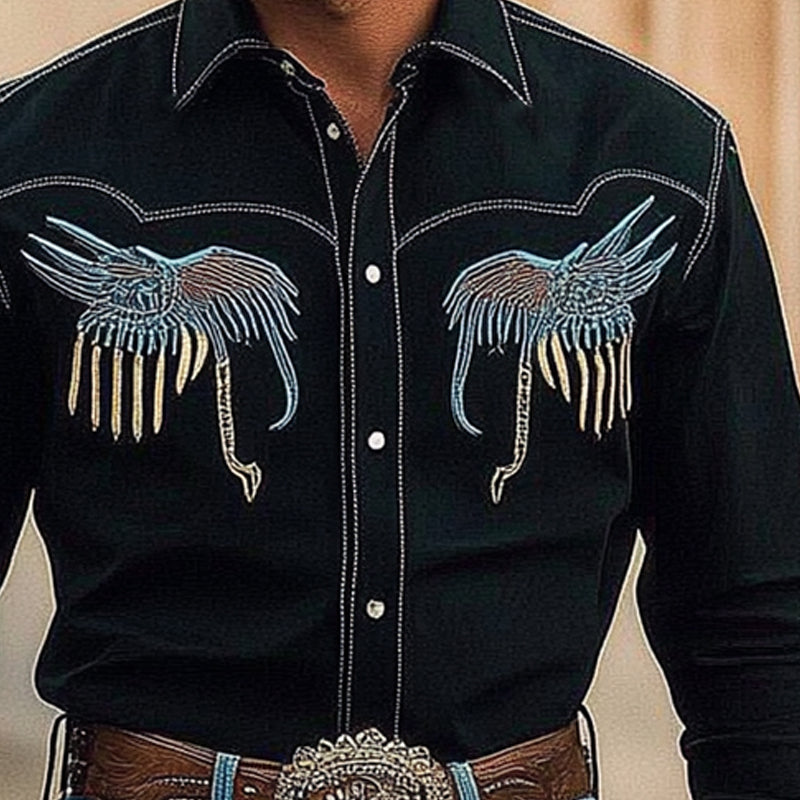 Brodert vestlig cowboy-stil langermet skjorte for menn 26642225X