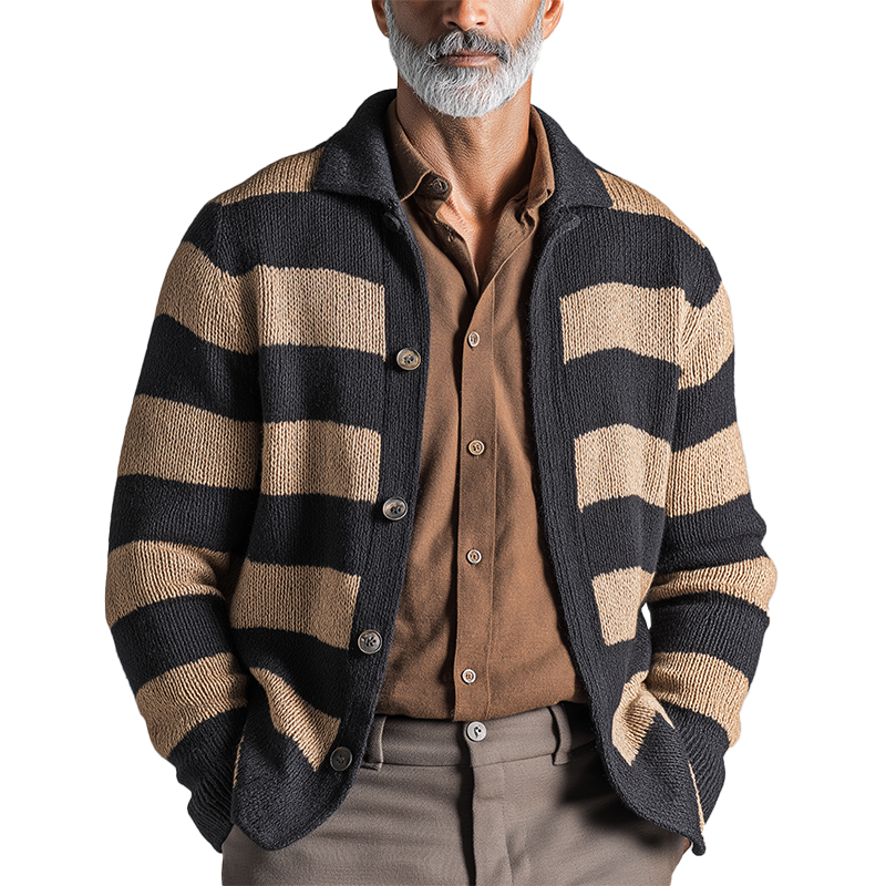 Men's Winter Fashion Striped Knitted Cardigan MTA0144I8P