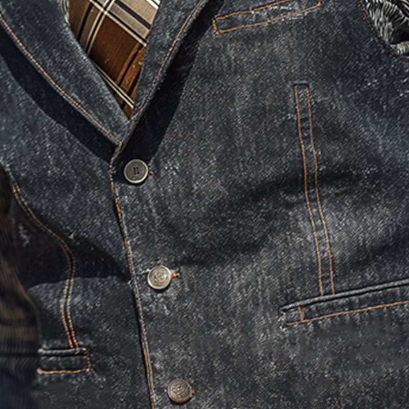 Men's American Retro Washed Denim Vest MTA0201I0P