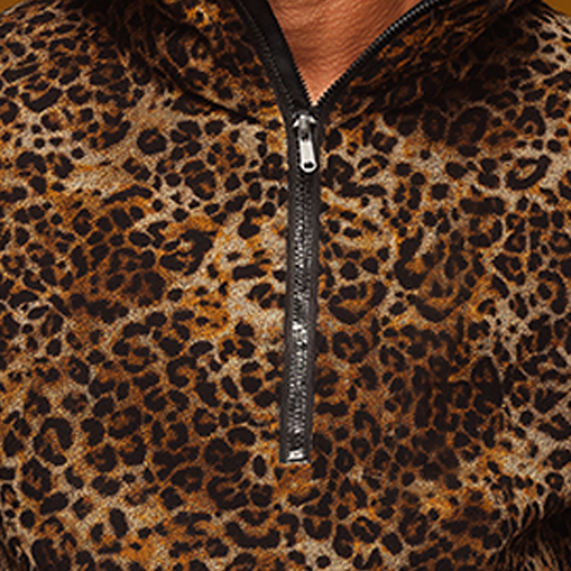 Men's Vintage Leopard Print Cotton Blend Hoodie MTA1453H4P