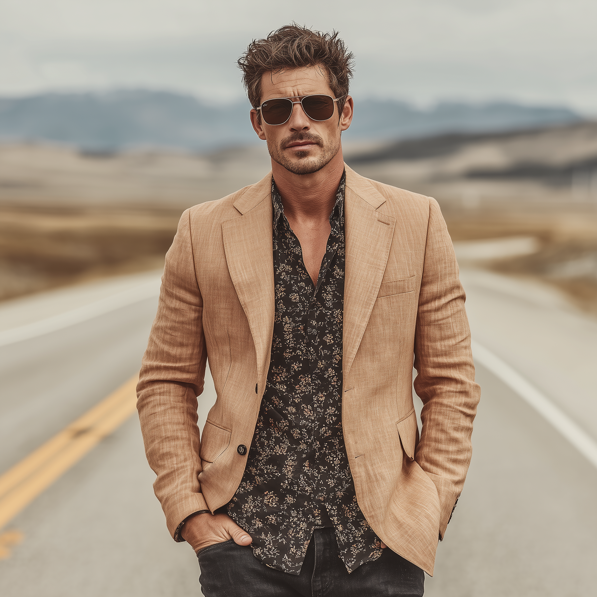 Men's Classic Vintage Cotton Blend Single-breasted Blazer MTA2367L7K