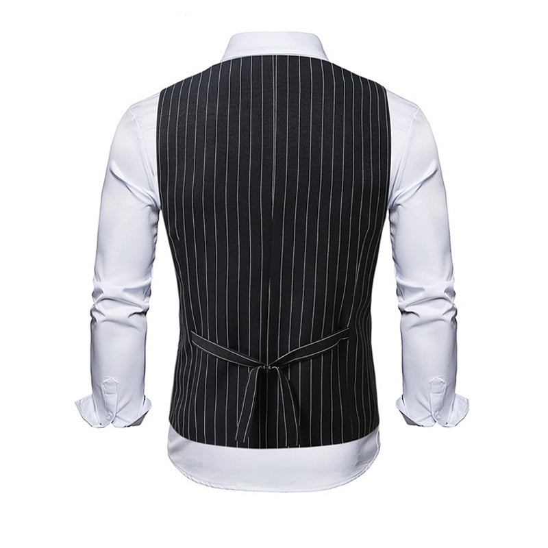 Men's Casual Striped U-Neck Double-Breasted Vest (Shirt Not Included) 16826135X