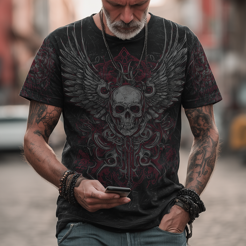Men's Summer Fashion Street Print Polyester Blend Short-Sleeved T-Shirt MTA0320G5P