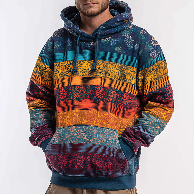 Men's Retro Casual Hippie Print Hoodie MTA0798H5TO