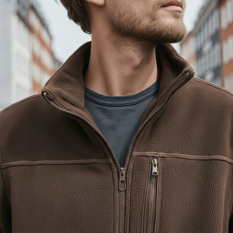 Men's Winter Retro Thin Polar Fleece Stand Collar Zipper Jacket MTA2268J2P