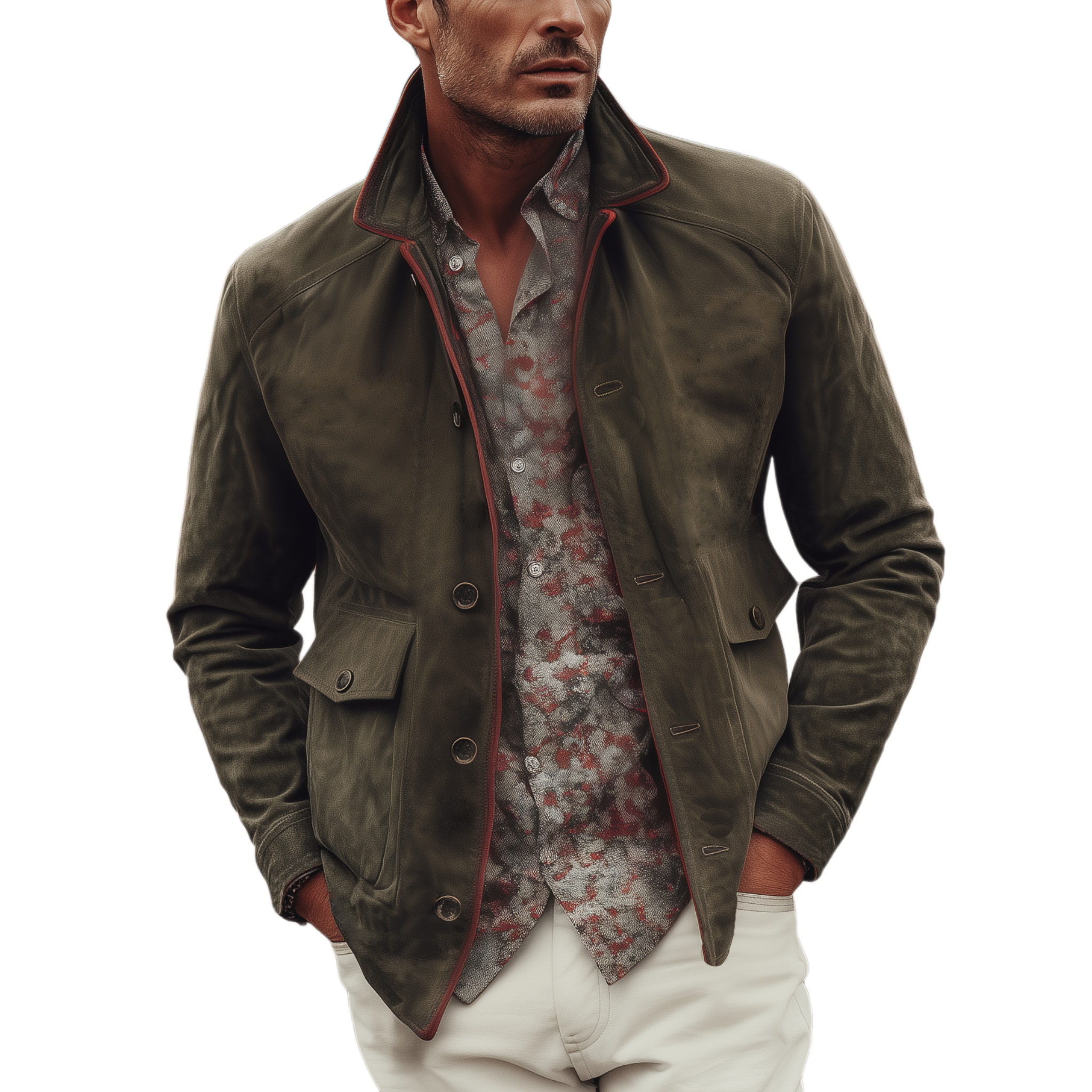 Men's Classic Casual Western Style Lapel Suede Jacket MTA0885I7K