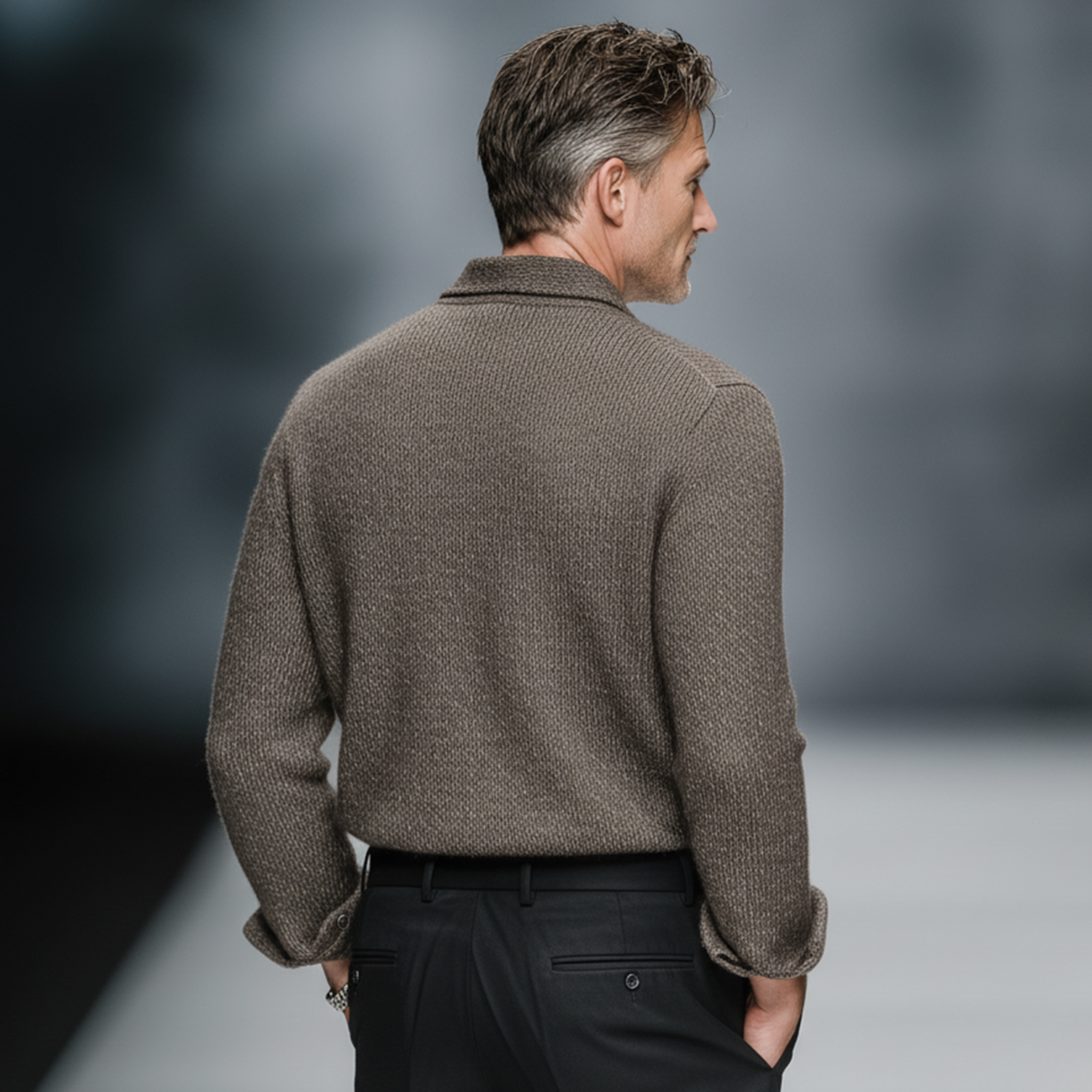 Men's Classic Casual And Business Knitted Long-sleeved Shirt MTA0754K4K