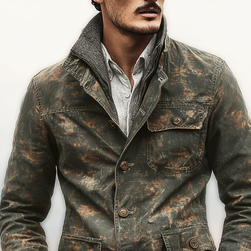 Men's  Camouflage Lapel Multi-pocket Single Breasted Jacket MTA0492I9Z