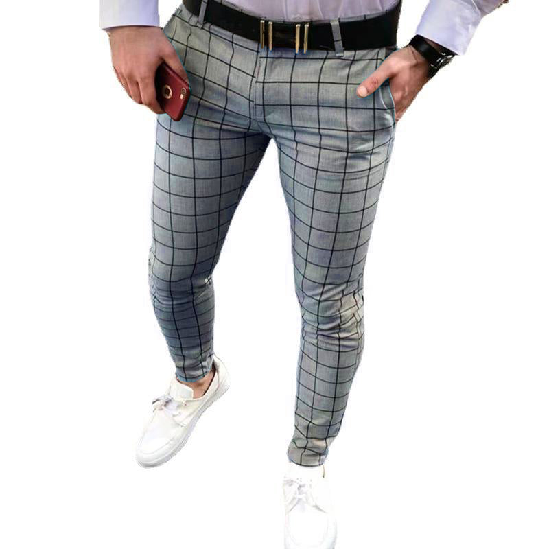 Men's Plaid Stripe Pencil Pants 90410675X