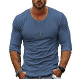 Men's Casual Solid Color Round Neck Long Sleeve T-Shirt 94867816X