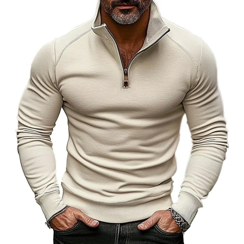 Sudadera informal de cuello alto de color liso para hombre 78659907X