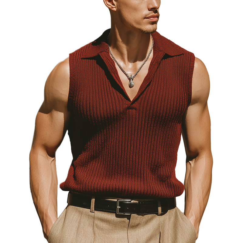Men's Summer Fashion Cool Cotton Knitted Sleeveless Tank Top MTA0558G7P