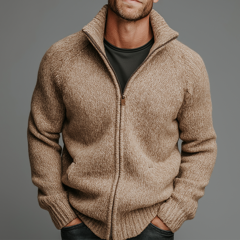 Men's Retro Casual Knit Zip-Up Cardigan Jacket MTA1478K8TO