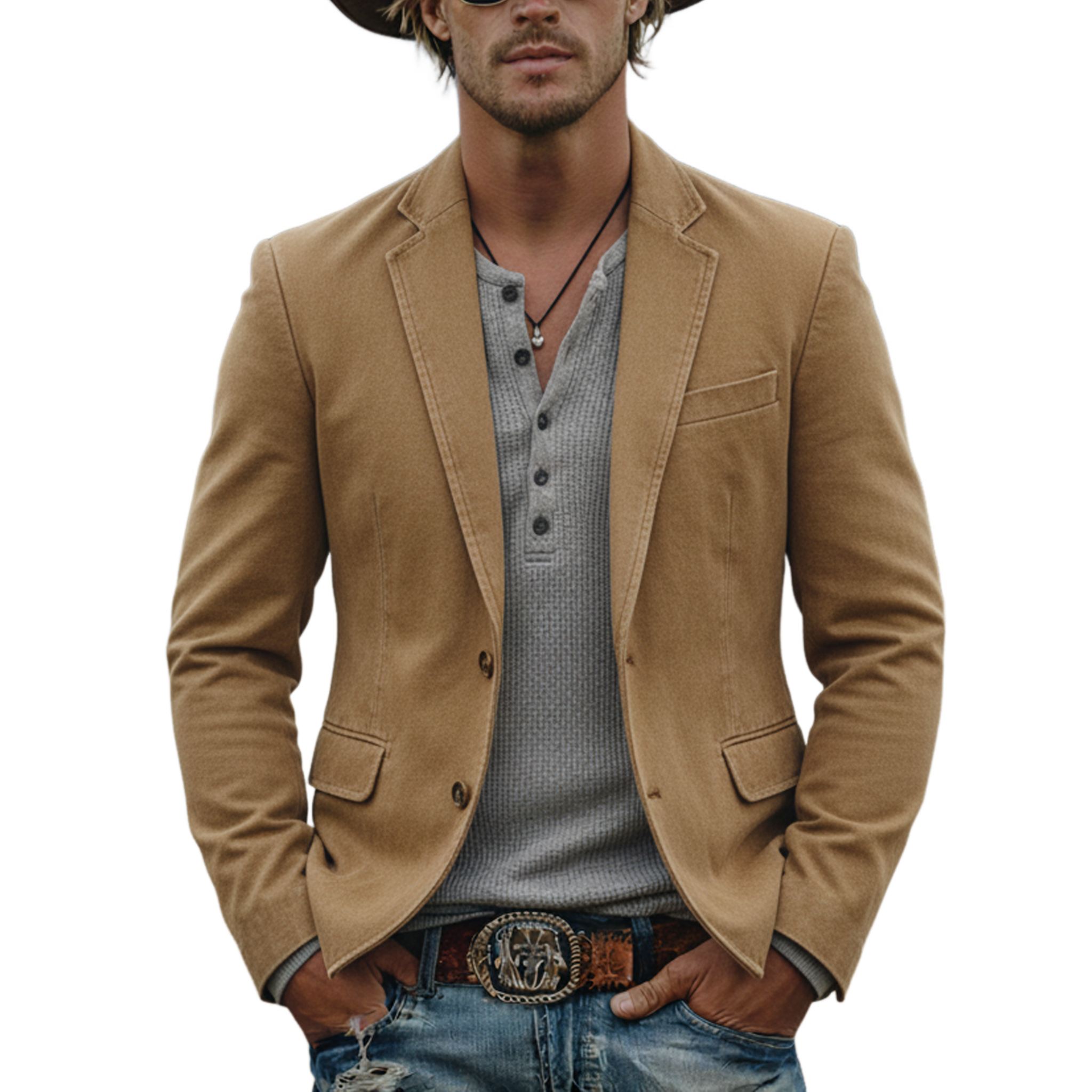 Men's Classic Casual Washed Cotton Blend Single-breasted Blazer MTA1667L5K