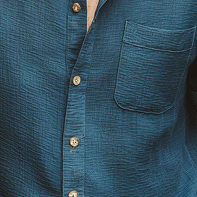 Men's Summer Fashion Wave Texture Cotton Blended Short Sleeve Shirt MTA0255G1P