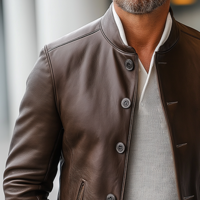 Men's Vintage Casual Faux Leather Zipper Jacket MTA1788I0TO