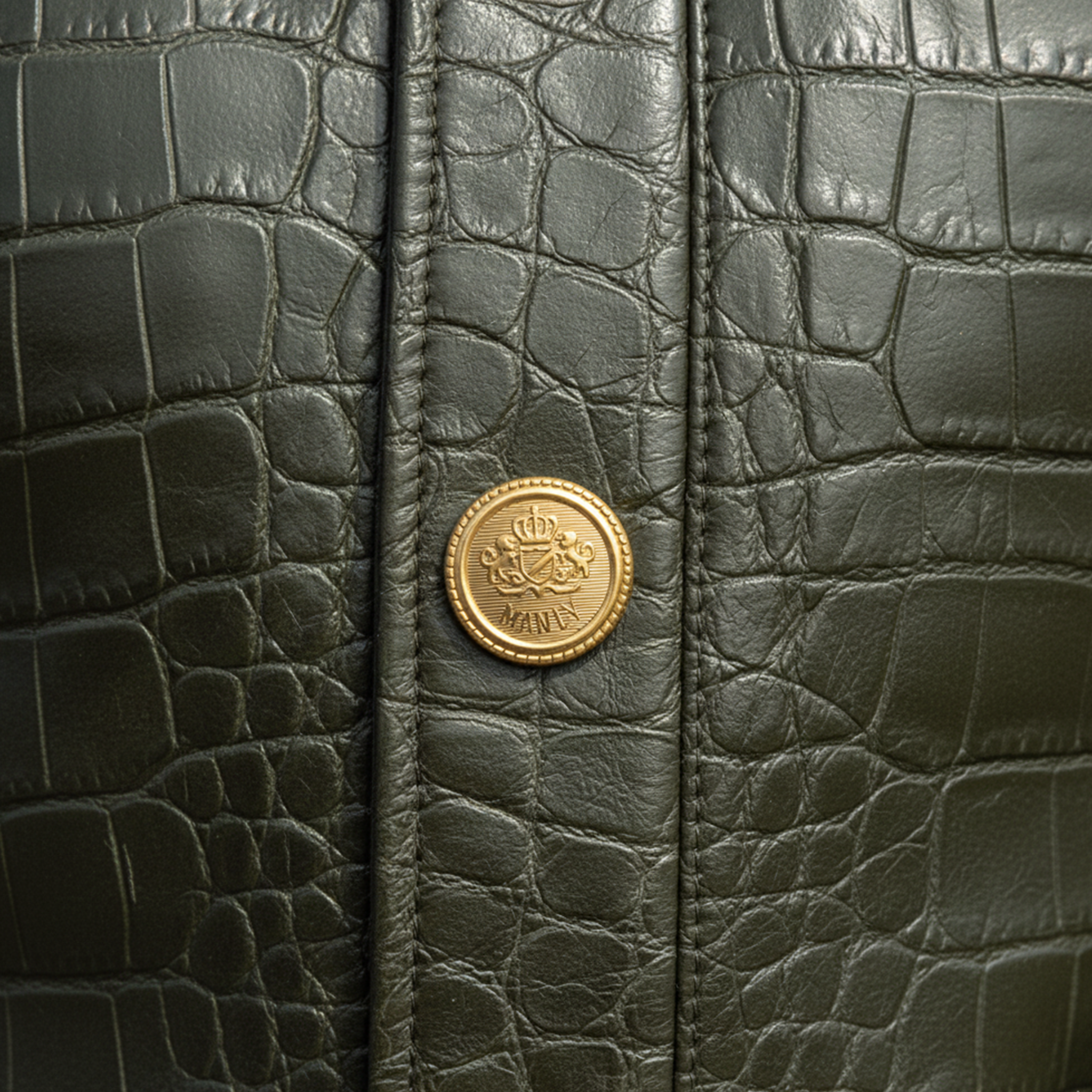 Men's Classic Casual Stand Collar Crocodile Leather Texture PU Leather Slim Fit Jacket MTA1390I2K