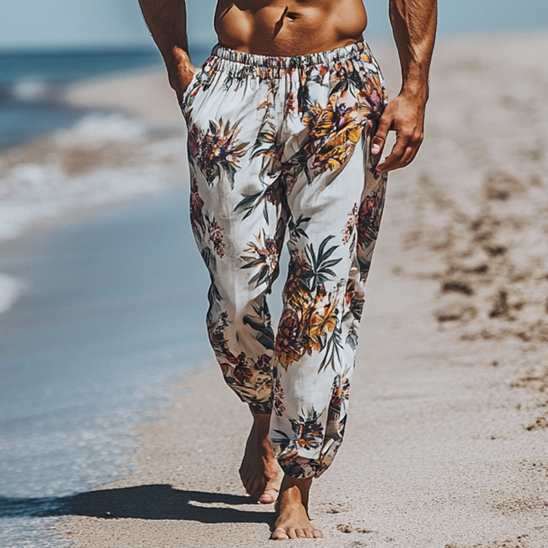 Men's Holiday Printed Elastic Waist Beach Pants MTA1876G9X