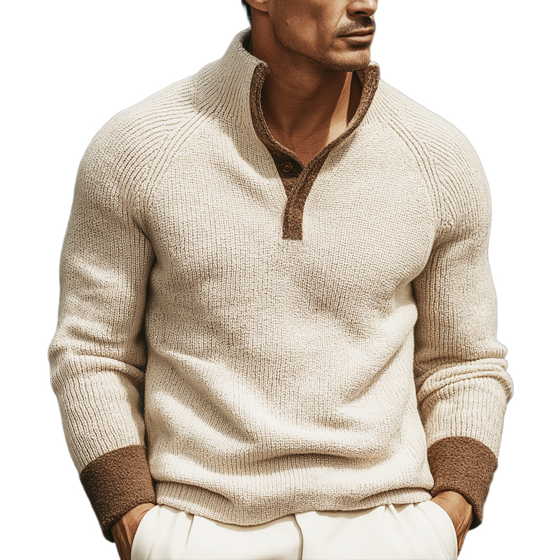 Men's Classic Colorblock Stand Collar Knit Sweater MTA2861J5U