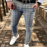 Men's Plaid Stripe Pencil Pants 90410675X