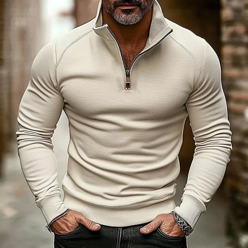 Sudadera informal de cuello alto de color liso para hombre 78659907X