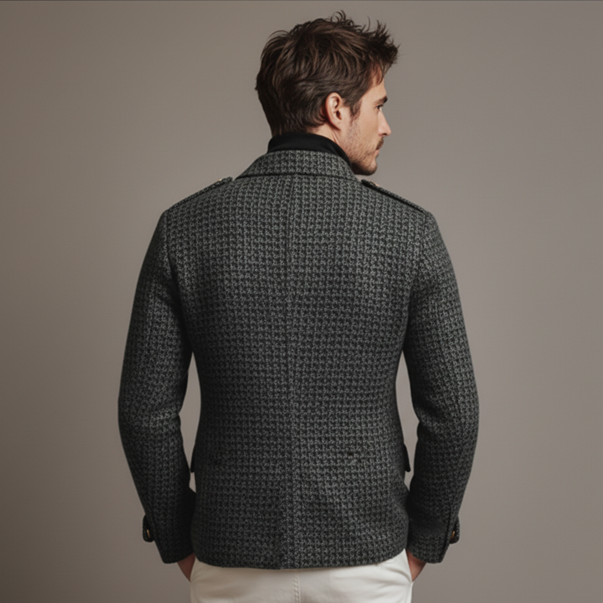 Men's Classic Retro Lapel Double-breasted Faux Wool Blend Jacket MTA3107J8K