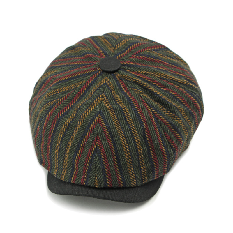 Men's Vintage Bohemian Striped Newsboy Hat 24381666M