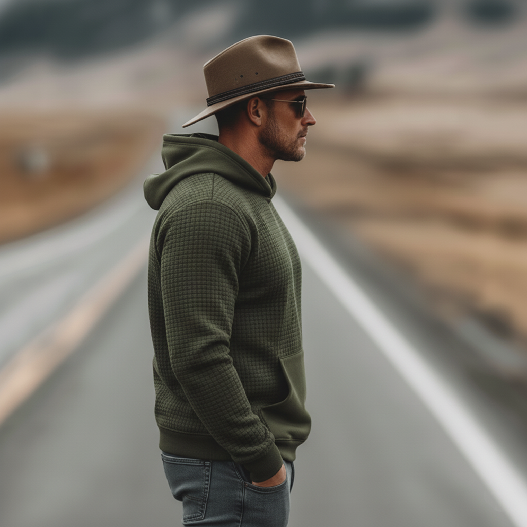 Men's Classic Retro Waffle Knit Air Layer Hoodie MTA1069L1K