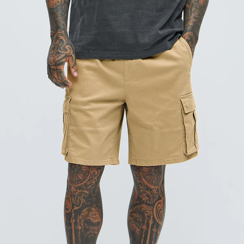 Men's Spring And Summer Classic Casual Washed Cotton Blended Multi-Pocket Cargo Shorts MTA0925G5K