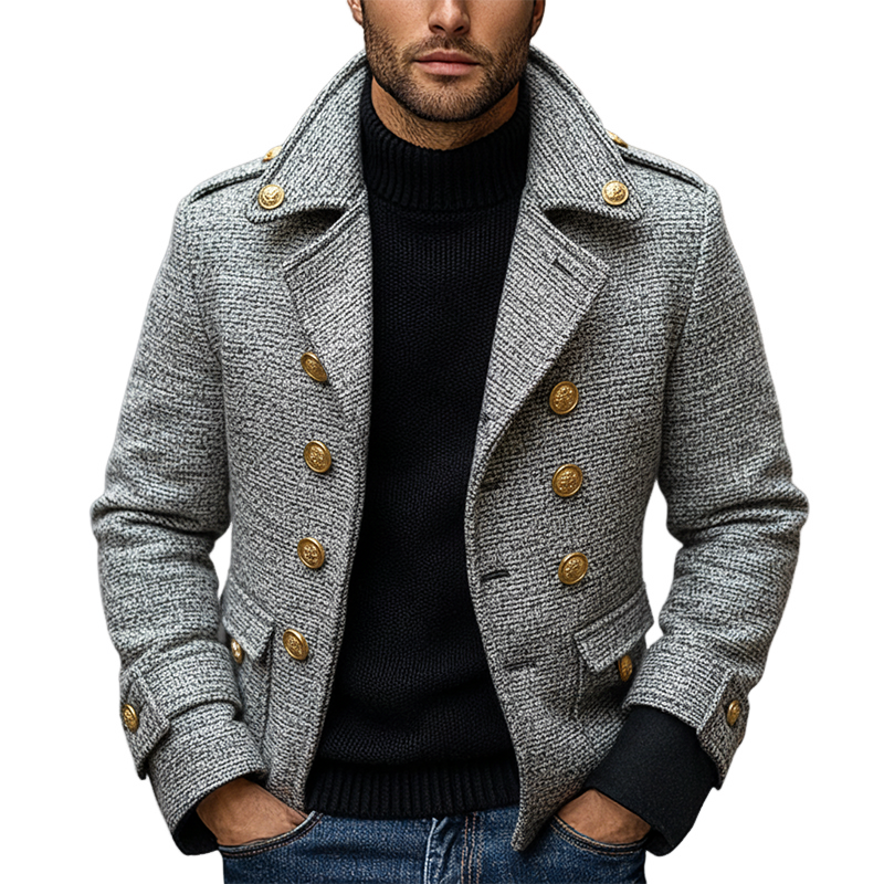 Men's Blend Lapel Double-breasted Jacket MTA2620I8X