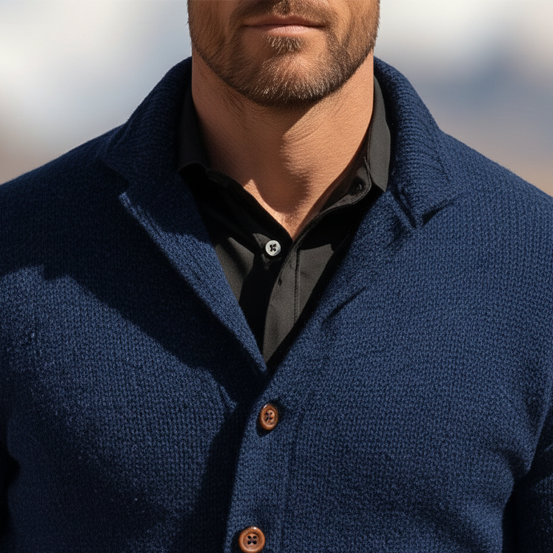 Men's Simple Solid Color Slim Fit Cotton Yarn Knit Button Cardigan MTA2183K6P