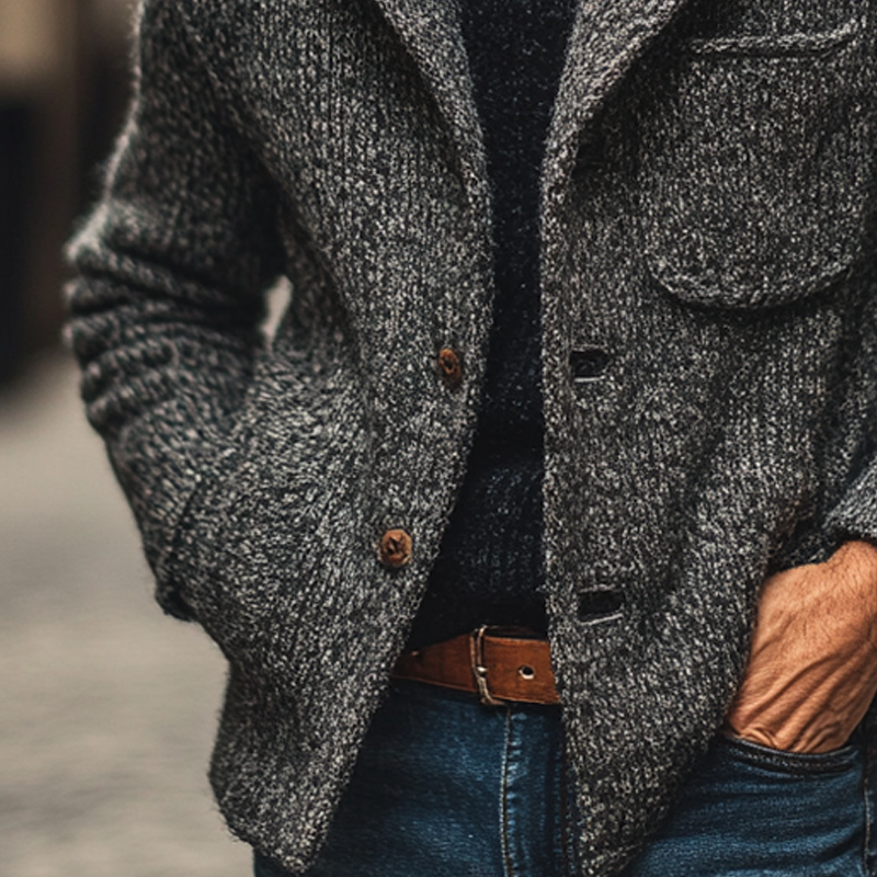 Men's Blended Multicolor Knit Collar Short Cardigan MTA0512K2X