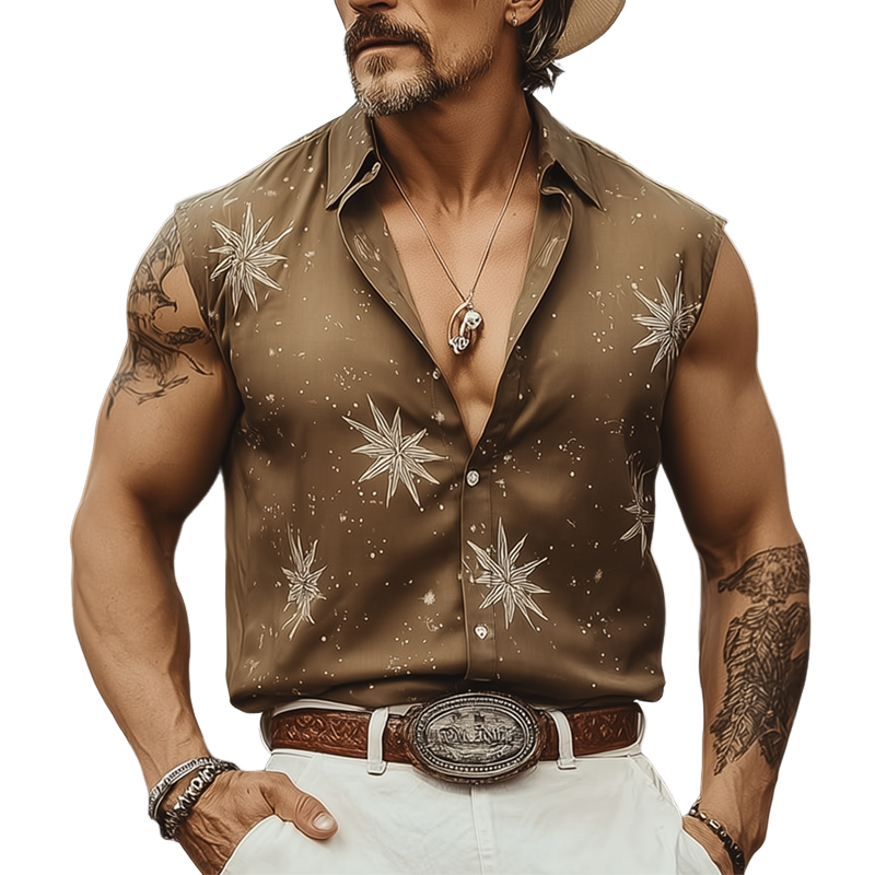 Men's Summer Fashion Printed Sleeveless Shirt MTA1949F6U