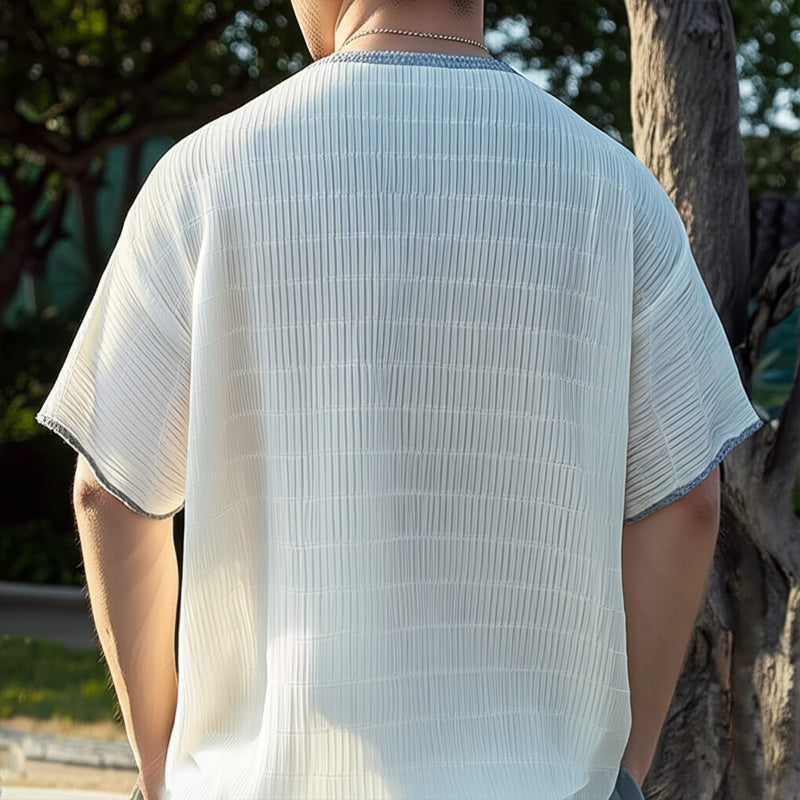 Men's Summer Textured Breathable Short Sleeve Shirt MTA2725D2U