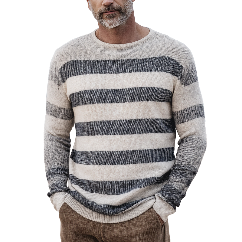Men's Fashion Striped Knitted Long Sleeve Sweater MTA1368H9P