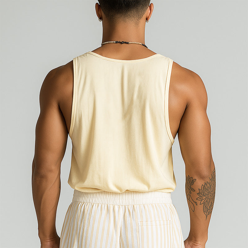 Men's Summer Fashion Simple Cotton And Linen Tank Top MTA1585E3P